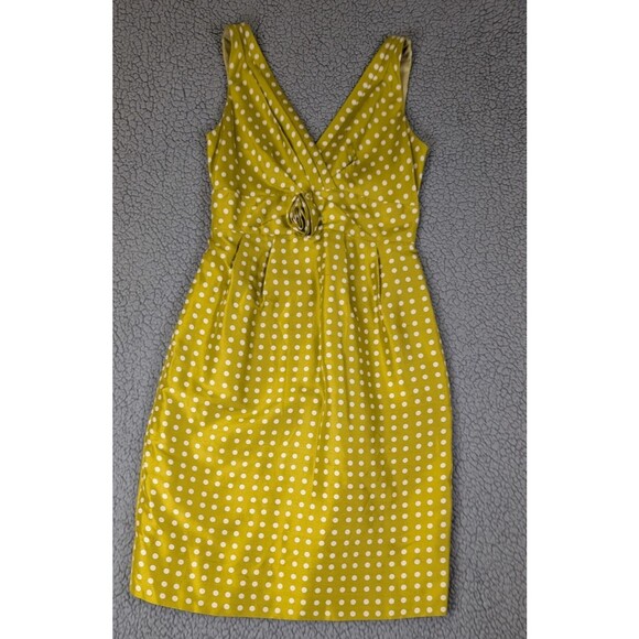 J Crew Dress Womens Size 4 Yellow 100% Silk Rosette Artsy Event Wedding Party - Picture 1 of 15